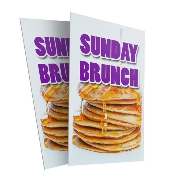 Sunday Brunch (2-PACK) 24" x 36" Plastic Signs | Sign Insert 4mm Corrugated Plastic Signs Storefront Window Poster