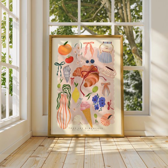 Sunday Brunch Colorful Kitchen Decorative Nursery Poster , Poster Print Only