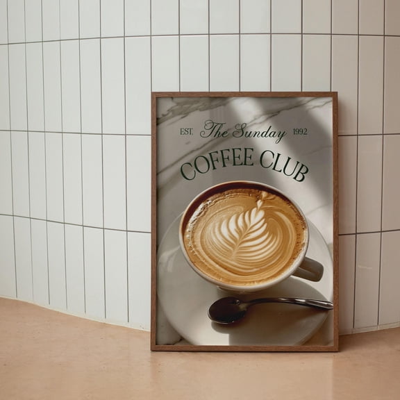 Sunday Coffee Poster Retro Kitchen Wall Art Coffee Lover Decor, Unframed Paper Poster 8x10in