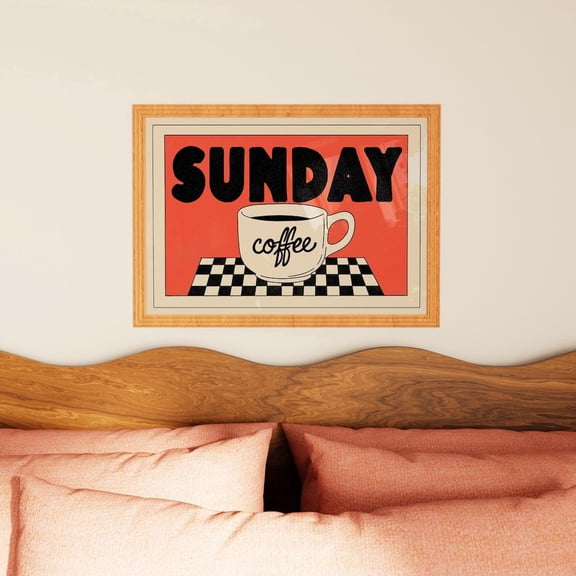 Sunday Coffee Retro Cafe Wall Art Cozy Kitchen Decor Minimal Typography, Unframed Poster