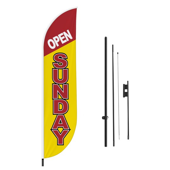 Sunday Feather Flag(11.5Feetx2.5Feet) By Dreamcontroller For Business Outside With Optional Add-On Pole(15Feet) and Groundspike | Custom Swooper Flag | Made In Usa