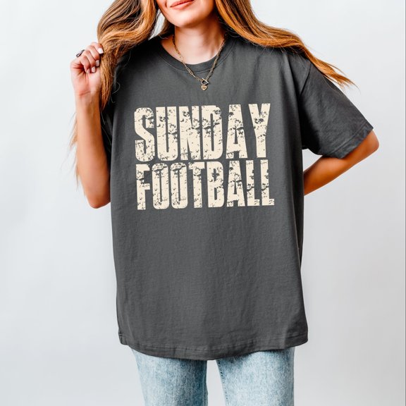 Sunday Football Block Distressed - Women's Heavyweight Graphic T-Shirt