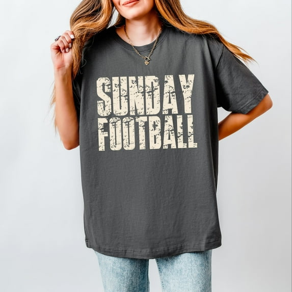 Sunday Football Block Distressed - Women's Heavyweight Graphic T-Shirt