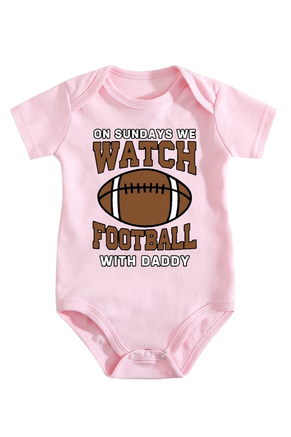 Sunday Football with Daddy Baby Bodysuit - Funny Game Day Outfit for Baby Boys Or Girls Medium Pink-style 0-3M