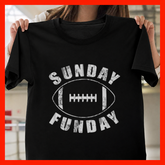 Sunday Funday Football Game Day Tailgate Fall Autumn Sports Team Unisex T-Shirt, up to size 5XL