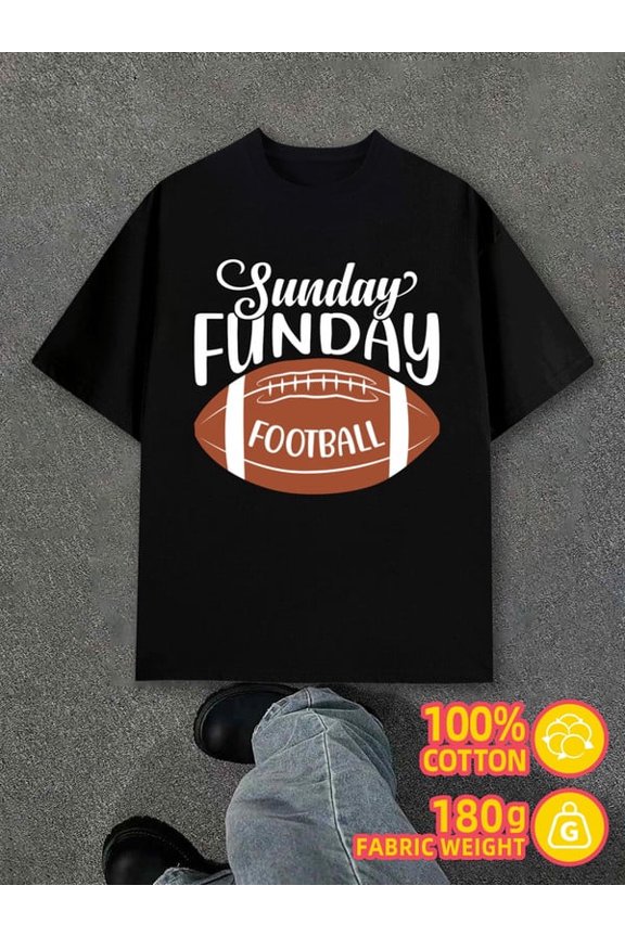 Sunday Funday Football men's 180G 100% Cotton white Funny Unisex Shirt Printed tshirts Basic Unisex Shirt Short Sleeve tshirts Basic Unisex Shirt Graphic tshirts