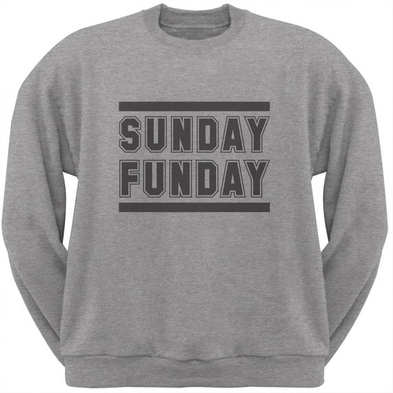 Sunday Funday Heather Grey Adult Crew Neck Sweatshirt - Medium
