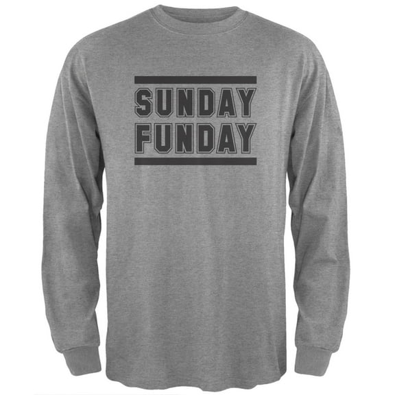 Sunday Funday Heather Grey Adult Long Sleeve T-Shirt - 2X-Large