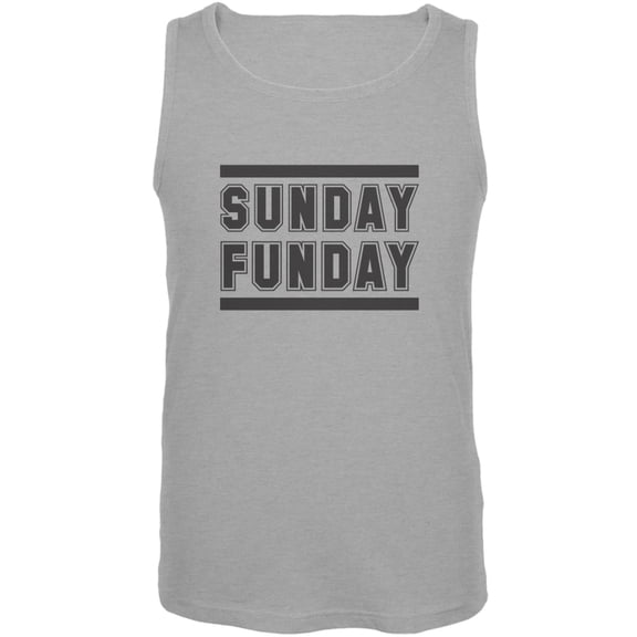 Sunday Funday Heather Grey Adult Tank Top - Large