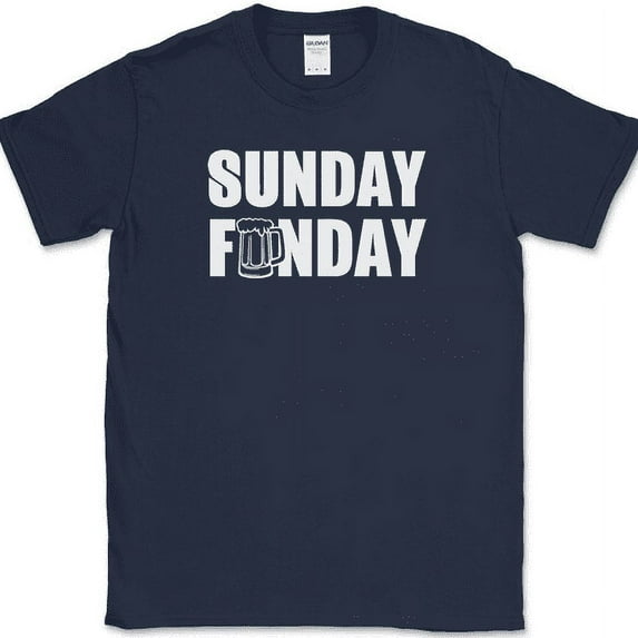 Sunday Funday T-Shirt Funny Drinking Beer Weekend Humor Gift Tee - Navy, 5XL