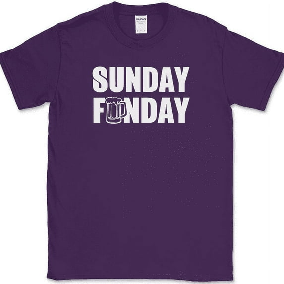 Sunday Funday T-Shirt Funny Drinking Beer Weekend Humor Gift Tee - Purple, 2XL