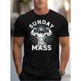 thumbnail image 1 of [Sunday Mass Cotton Tee] Comfortable Cotton SUNDAY MASS Printed T-Shirt - Men's Casual Round Neck Short Sleeved Fashionable Vintage Tops for Daily Wear, 1 of 11