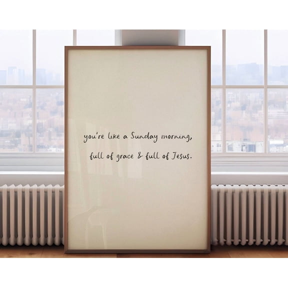 Sunday Morning, Illustration Thin Line Pencil Art Print, Minimalist Artwork, Christian, Country, Trendy Art, Kitchen Decor Wall Art, Modern Wall Decor For Living Room, 12x18 UNFRAMED