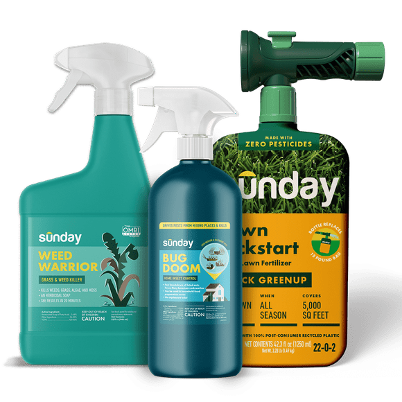 Sunday New Homeowner Kit: Lawn Kickstart + Weed Warrior + Bug Doom – 5,000 sq. ft.