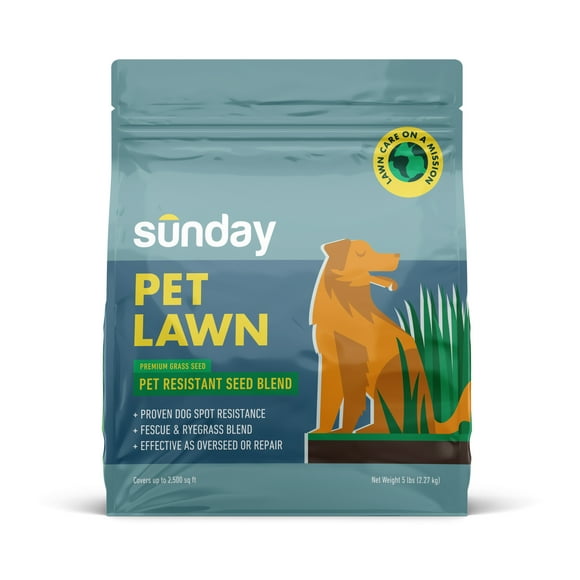 Sunday Pet Lawn Premium Urine-Resistant Pet-Safe Grass Seed, 5 lb Bag, Sun & Shade