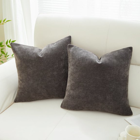 Sunday Praise Set of 2 Soft Chenille Decorative Throw Pillow Covers 18x18 Inch for Couch Sofa Bed,Dark Grey