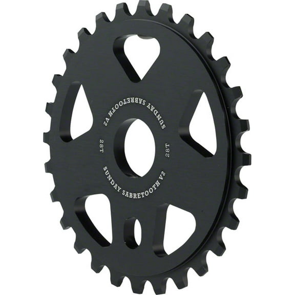 Sunday Sabretooth V2 BMX Sprocket 28T Black Aluminum Chainring