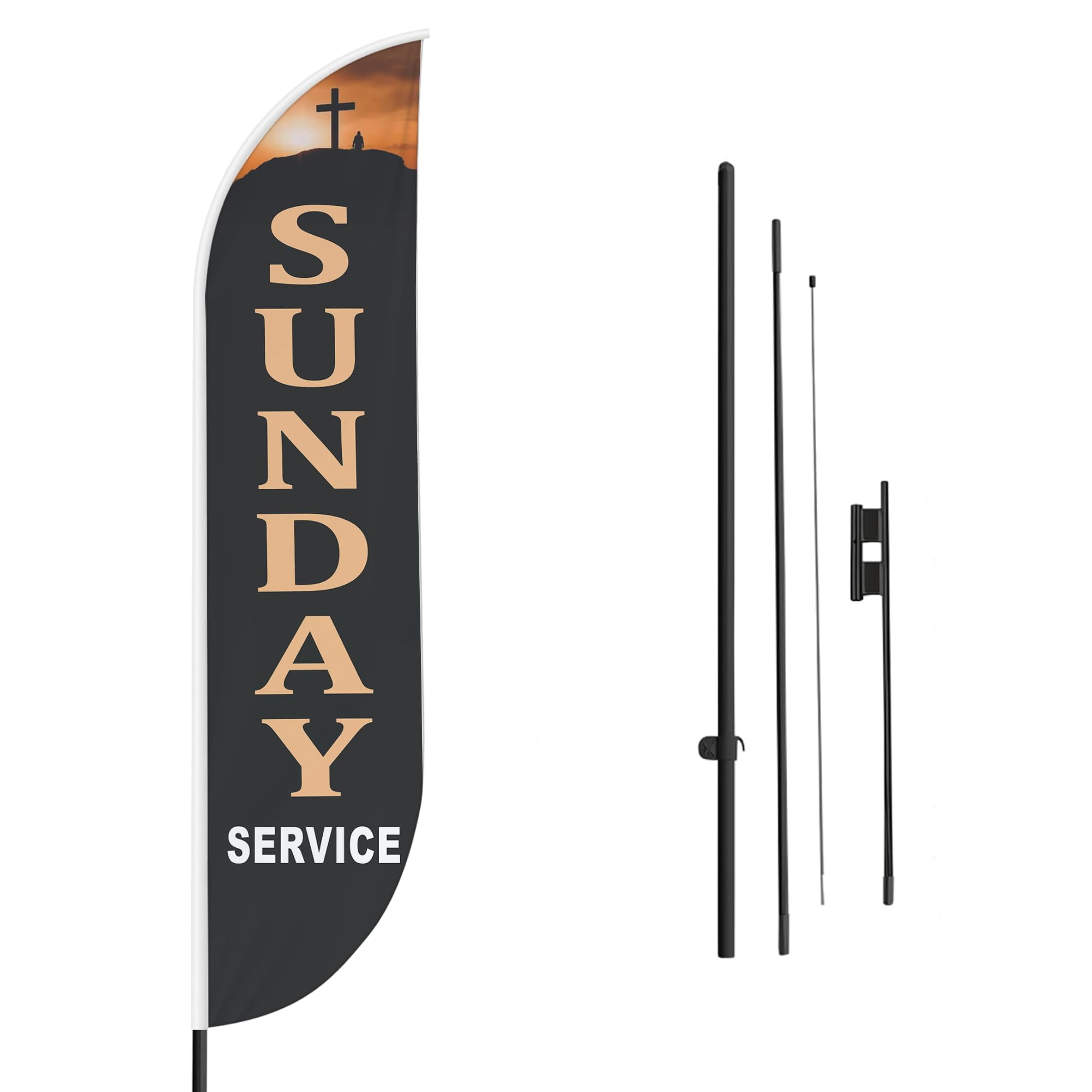 Sunday Service Sign Sunday Service Sign feather flag Pole kit for Outdoor by Mavis | 15 ...