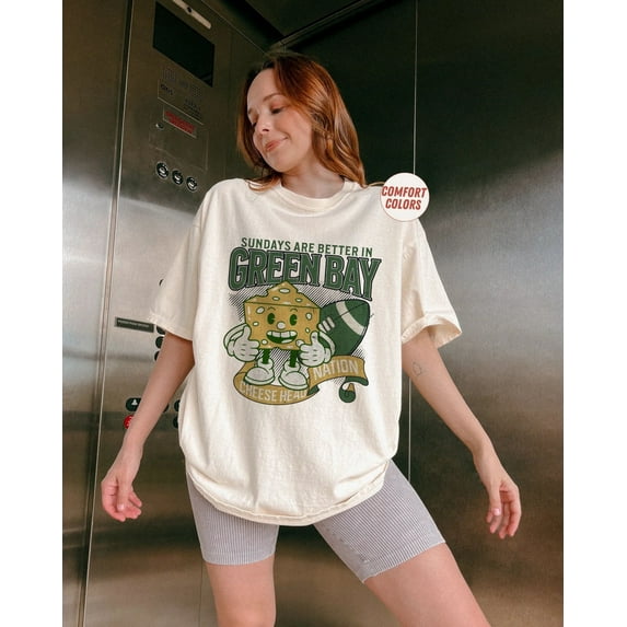 Sundays Are Better in Green Bay Football Shirt, Cheese Head Nation Comfort Colors Wisconsin T-Shirt