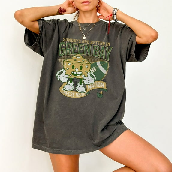 Sundays Are Better in Green Bay Football Shirt, Cheese Head Nation Comfort Colors Wisconsin T-Shirt