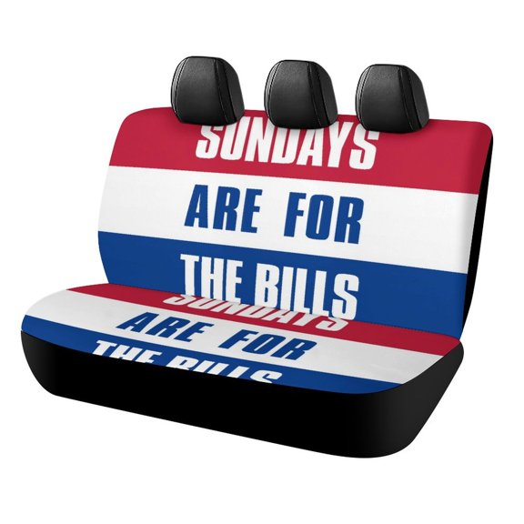 Sundays Bills Fan Gear Rear Seat Covers, Car Backseat Protector, Universal Back Seat Vehicle Interior Protector, Fits Most Cars, SUVs, Sedans, Trucks