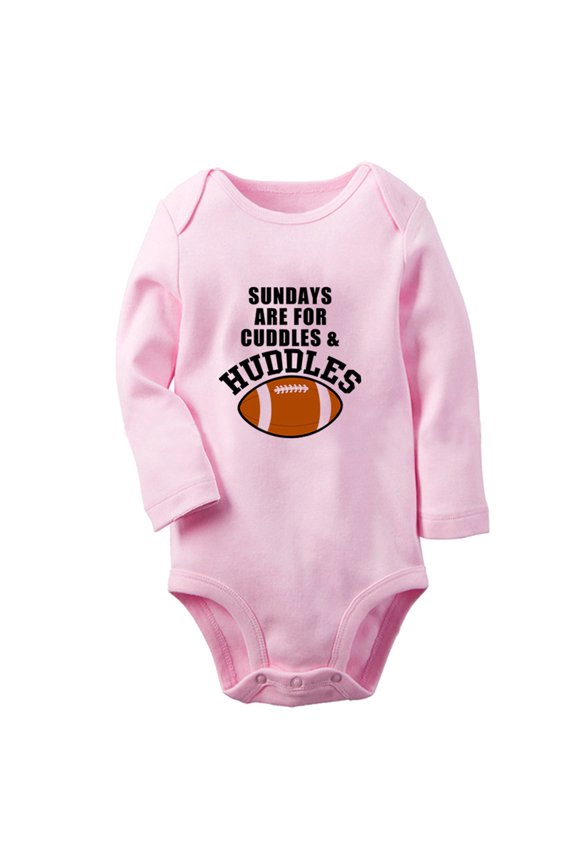Sundays are for Cuddles & Huddles Funny Rompers, Newborn Baby Unisex Bodysuits, Infant Jumpsuits, Toddler 0-12 Months Kids Long Sleeves Oufits (Pink, 6-12 Months)