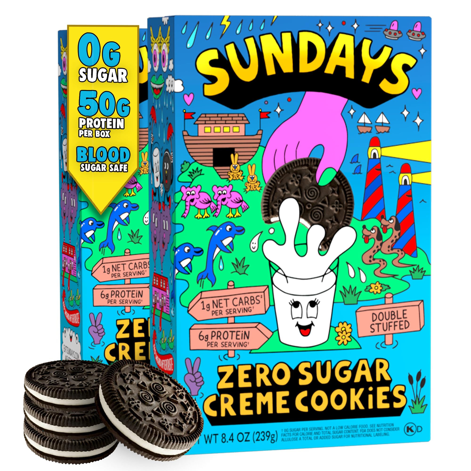 Sundays Zero Sugar Cookies 50g of Protein per Box Double Stuffed