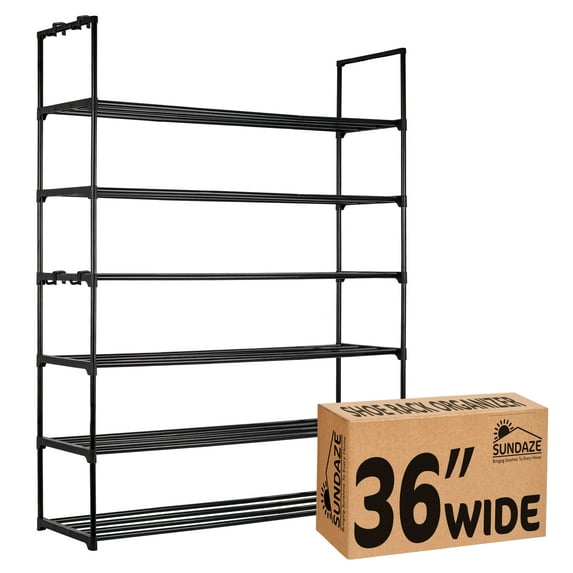Sundaze Shoe Rack - 6 Tier Metal Shoe Rack for Front Door Entrance, Sturdy Tall Shoe Organizer for Closet, Bedroom, Entryway, Garage, Black Metal Shoe Shelf, Holds Up to 30 Pairs