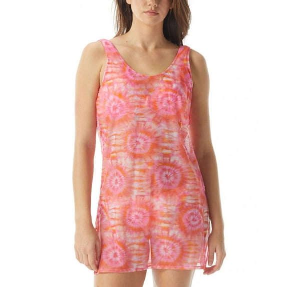 Sundazed Quinn Tie-Dyed Tank Cover-Up Dress - Coral, Medium