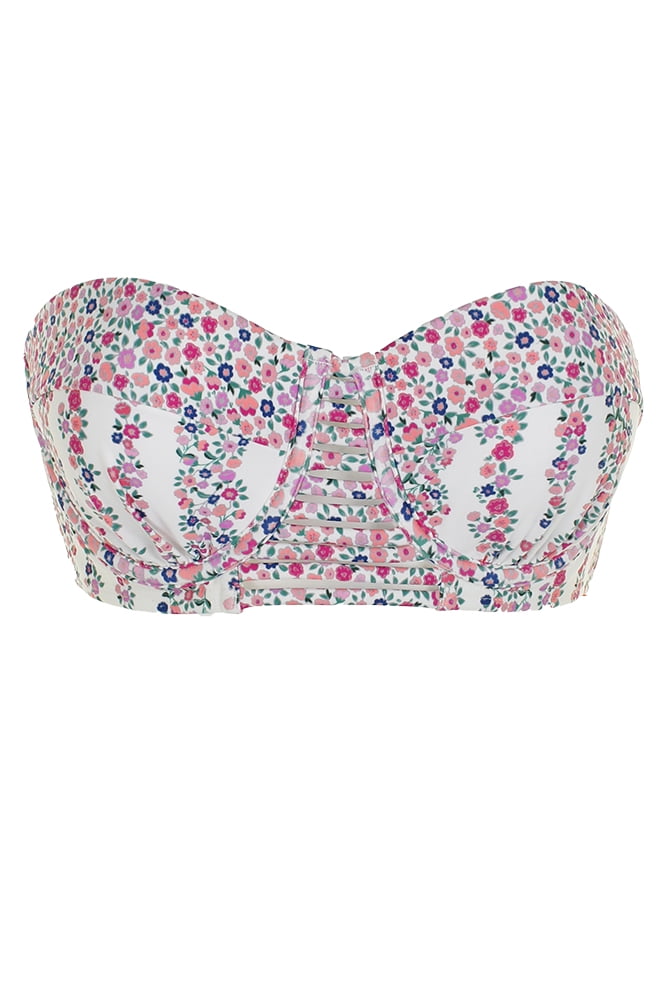 Sundazed White Pink Floral Print Abigail BraSized Underwire Bikini Top 36D
