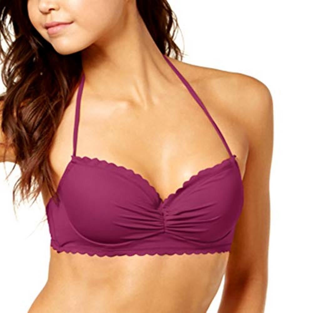 Sundazed Women's Underwire BraSized Halter Bikini Top, Plum, 32B