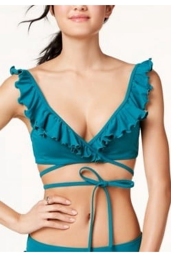 Womens Bra Sized Wrap Bikini Top,Jaded Green,32 C