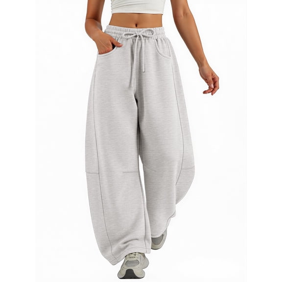 Sundazz Barrel Sweatpants Women Baggy Wide Leg Sweat Pants Drawstring Workout Pants with Pockets, XS-XL