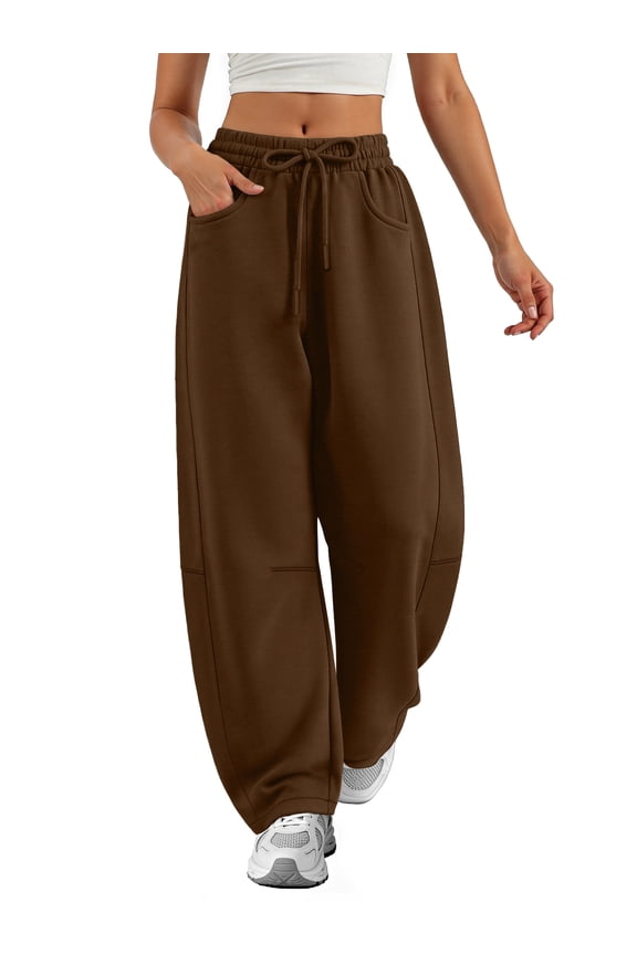 Barrel Sweatpants Women Baggy Wide Leg Sweat Pants Drawstring Workout Pants with Pockets, XS-XL