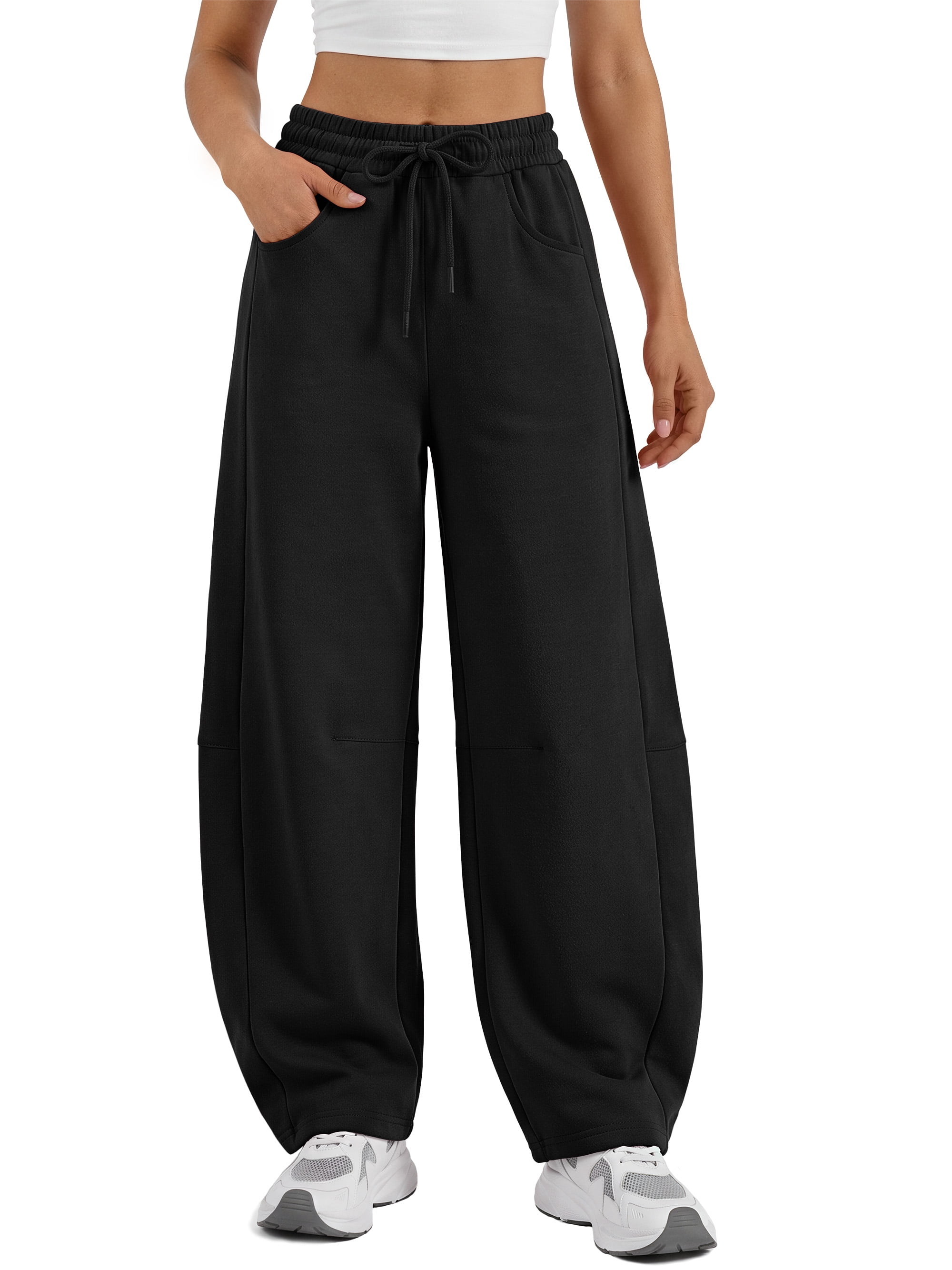 AherBiu Sweatpants for Women Dressy Side Lace Trim Drawstring