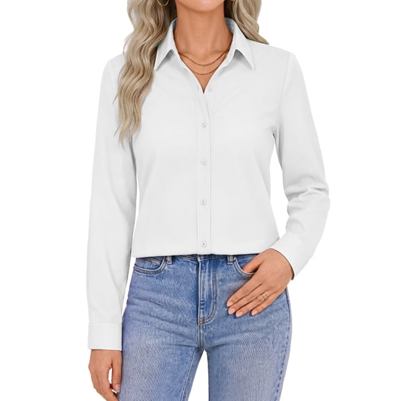 Sundazz Button Down Shirts for Women Long Sleeve Dress Shirts Collared Wrinkle Free Business Casual Tops