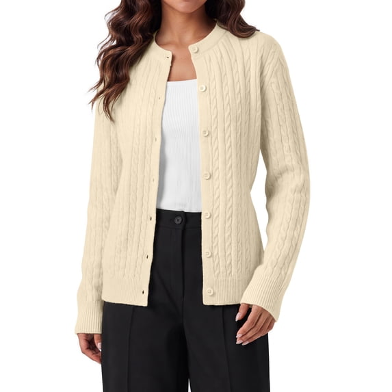 Sundazz Cable Knit Cardigan Sweaters for Women Long Sleeve Button Down Sweaters Fall Winter Clothes