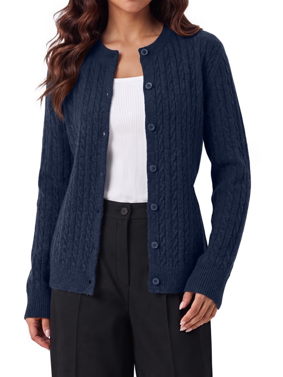 Cable Knit Cardigan Sweaters for Women Long Sleeve Button Down Sweaters Fall Winter Outfits