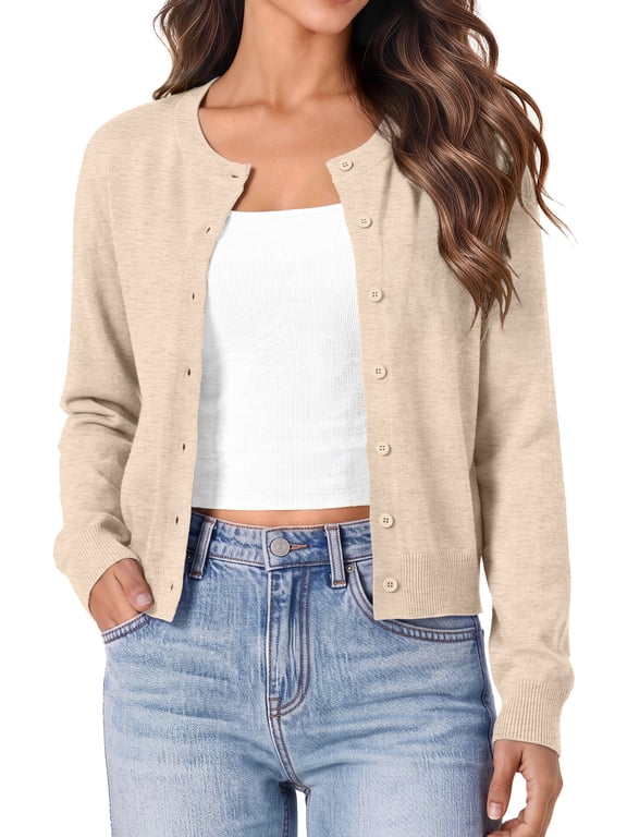 Women's Long Sleeve Cardigan Sweaters Lightweight Button Up Sweaters Knit Fall Tops Fashion Clothes
