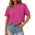 thumbnail image 1 of Sundazz Cropped T shirts for Women Oversized Vintage Cotton Tee Short Sleeve Summer Tops Casual Shirts, 1 of 8