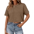 thumbnail image 1 of Sundazz Cropped T shirts for Women Oversized Vintage Cotton Tee Short Sleeve Summer Tops Casual Shirts, 1 of 8