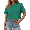 thumbnail image 1 of Sundazz Cropped T shirts for Women Oversized Vintage Cotton Tee Short Sleeve Summer Tops Casual Shirts, 1 of 8
