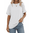 thumbnail image 1 of Sundazz Oversized Tshirts for Women Crew Neck Short Sleeve Tops Summer Casual Basic Tees, S-2XL, 1 of 8