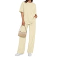 thumbnail image 1 of Sundazz Two Piece Sets for Women Summer Matching Lounge Sets Short Sleeve Tops and Wide Leg Pants Travel Vacation Outfits, 1 of 8