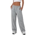 thumbnail image 1 of Sundazz Wide leg Sweatpants Women Baggy Sweat Pants Drawstring Casual Workout Pants with Pockets,Light Gray,S, 1 of 8