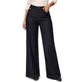 thumbnail image 1 of Sundazz Womens Wide Leg Jeans Fleece Stretchy High Waisted Jeans Baggy Soft Denim Pants with Pockts, 1 of 9