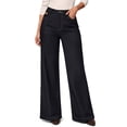 thumbnail image 1 of Sundazz Womens Wide Leg Jeans Fleece Stretchy High Waisted Jeans Baggy Soft Denim Pants with Pockts, 1 of 9
