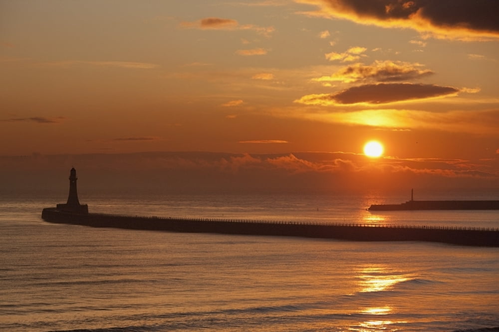 Sunderland Tyne And Wear England A Lighthouse At The End Of A Pier Canvas Art - John Short Design Pics (38 x 24)