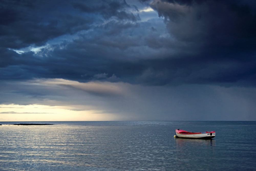 Sunderland Tyne And Wear England Empty Boat Floating In The North Sea Canvas Art - John Short Design Pics (34 x 22)