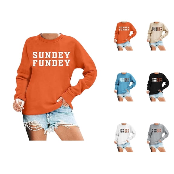 Sundey Fundey Football Sweatshirts for Women 2025 Long Sleeve Crewneck Football Season Sweatshirt Pullover Tops